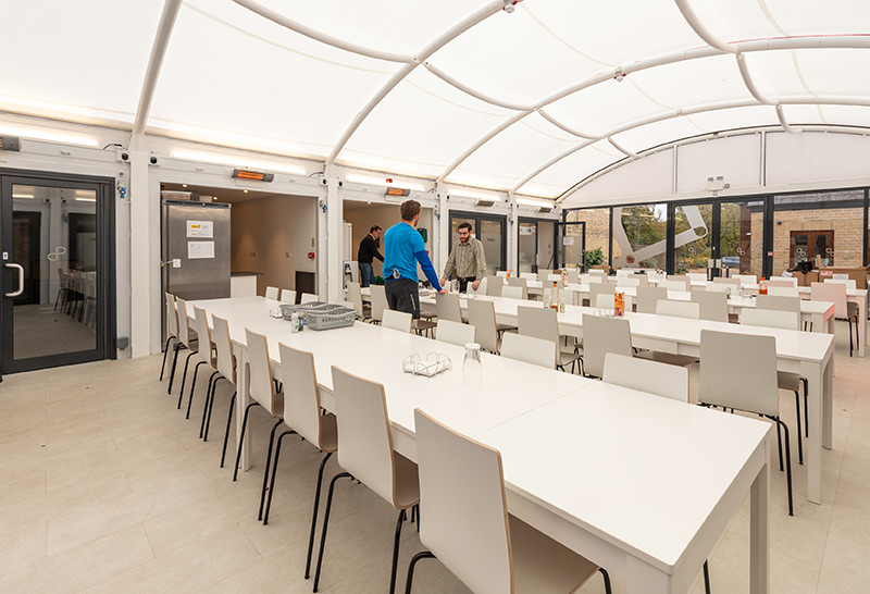 Enclosed canopy for school dining halls