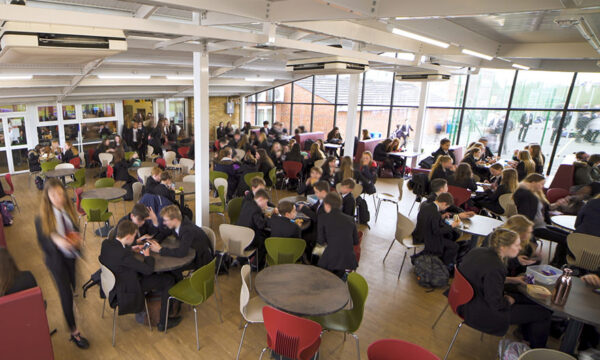 Busy school dining hall